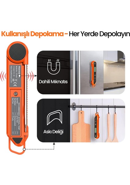 Thermopro TP03H Su Geçirmez Katlanabilir Hızlı Sonuç Gıda Pişirme Termometresi