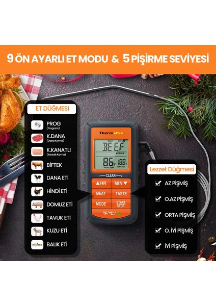 Thermopro TP06B Çelik Proplu Dijital Profesyonel Gıda Pişirme Termometresi