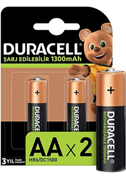 Şarj Edilebilir Aa 1300MAH Piller, 2’li Paket