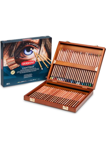 : Lightfast Kuru Boya Kalem Seti : 48 Renk (Ahşap Kutu)