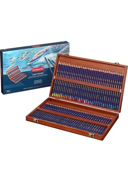 : Inktense Kuru & Sulu Boya Kalem Seti : 72 Renk (Ahşap Kutu)