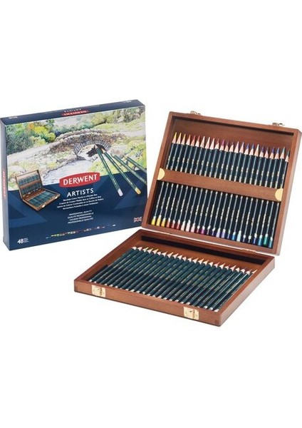 : Artists Kuru Boya Kalem Seti : 48 Renk (Ahşap Kutu)