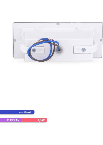 Sensörlü LED Merdiven-Duvar Armatürü Dikdörtgen Mavi Işık 1.5W