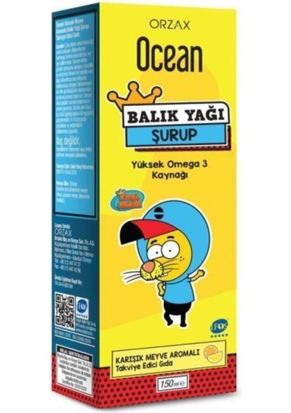 Ocean Balık Yağı Karışık Aromalı Omega 3 Kral Şakir 150 ml