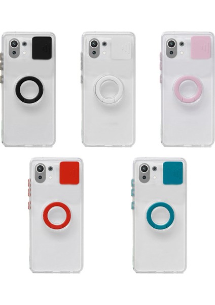 Xiaomi Mi 11 Lite Kılıf Sürgülü Kamera Lens Korumalı Yüzük Standlı Silikon Kılıf ALL-35506