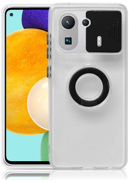 Xiaomi Mi 11 Pro Kılıf Sürgülü Kamera Lens Korumalı Yüzük Standlı Silikon Kılıf ALL-35508