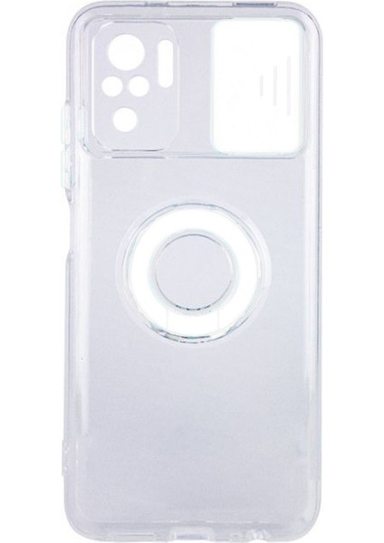 Xiaomi Redmi Note 10 - 10S Kılıf Sürgülü Kamera Lens Korumalı Yüzük Standlı Silikon Kılıf ALL-35291