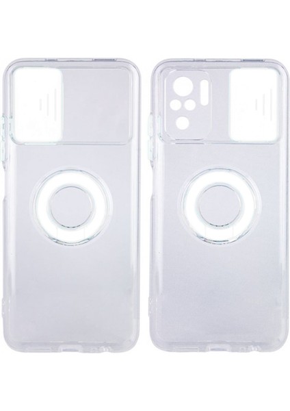 Xiaomi Redmi Note 10 - 10S Kılıf Sürgülü Kamera Lens Korumalı Yüzük Standlı Silikon Kılıf ALL-35291