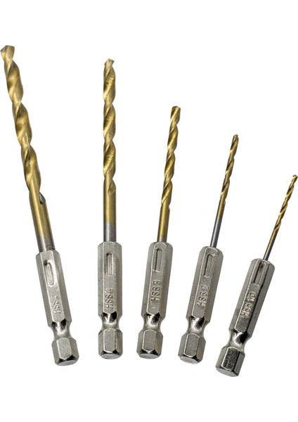 1/4'' Bits Saplı Tin Kaplı Hss Matkap Ucu Seti 5 Parça