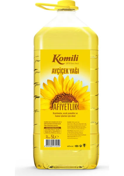 Ayçiçek Yağı 5 Lt Dar Ağız Pet Şişe