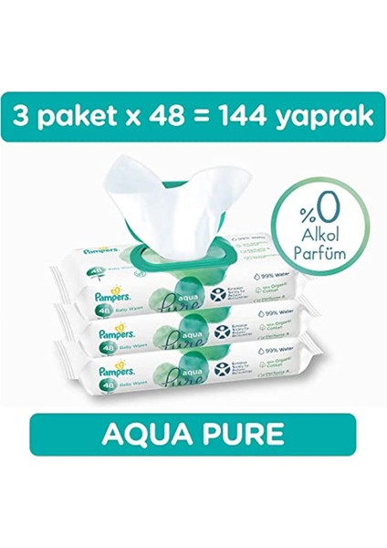 Aqua Pure Islak Mendil 144 Yaprak (48 x 3 Paket)