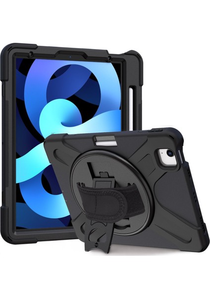 MTK Moveteck Apple Ipad Air 4 Air 5 10.9 2020 2022 M1 Çipli Uyumlu Kılıf Armor Serisi Military Zırh Tank Askılı Standlı Kalem Bölmeli Defender Renkli Rainbow Case Amazing Strap