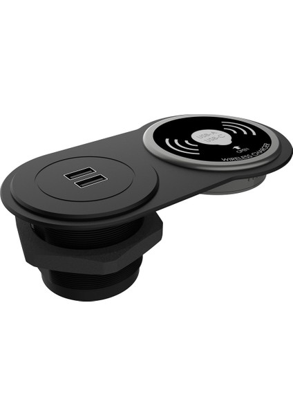 Circular-Line Modüler Priz Kutusu Wireless Usb-Siyah