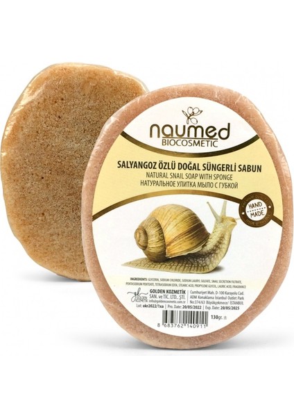 Salyangoz Özlü Doğal Süngerli Sabun 130gr