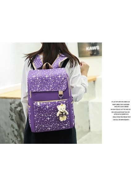 Su Geçirmez Büyük Kapasiteli Omuz Çantası Ayı Sırt Çantası Kız Lise Öğrencileri Okul Çantası Üç Set (Yurt Dışından) indirimleri