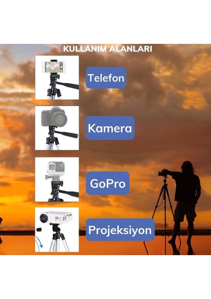 360 Derece Ayarlanabilir Katlanabilir Profesyonel Çekime Uygun 65 cm Ayaklı Tripod