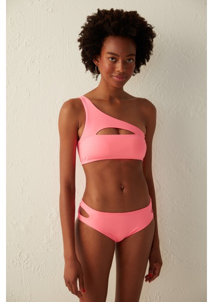 X Cornetto Neon Pembe Lively Tek Omuzlu Bikini Üstü