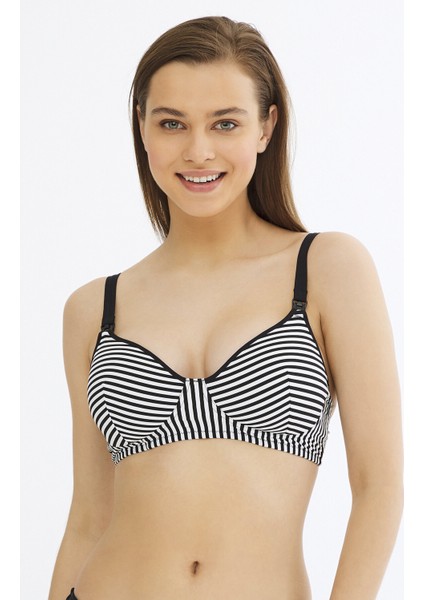 Siyah Beyaz Çizgili Basic Mama HamileBikini Üstü fiyatları