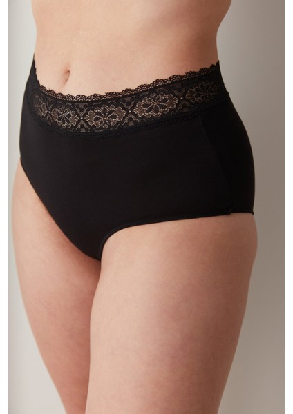 Beauty Pamuklu Yüksek Bel Siyah Slip Külot