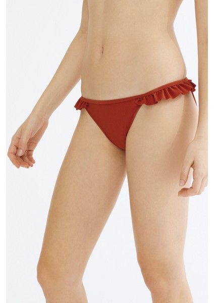 Turuncu Tuva Fırfırlı Side Bikini Altı