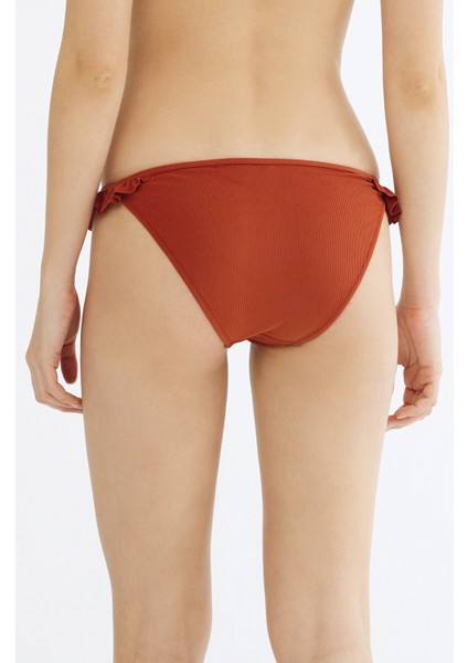 Turuncu Tuva Fırfırlı Side Bikini Altı