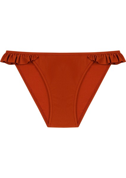 Turuncu Tuva Fırfırlı Side Bikini Altı