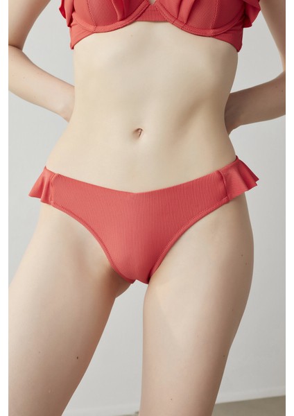 Açık Kırmızı Pia Frill V Bikini Altı