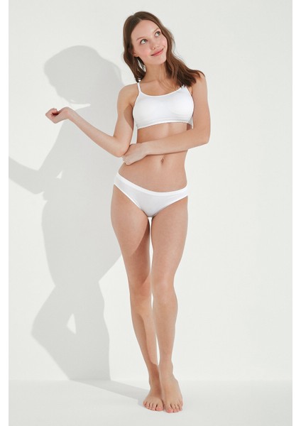 Beyaz Nu Basic Kaplı Dikişsiz Balensiz Sütyen