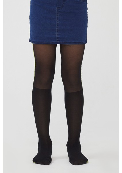 Siyah Kız Çocuk Neon Çizgili Külotlu Çorap fiyatları