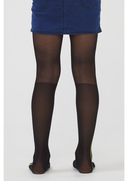 Siyah Kız Çocuk Neon Çizgili Külotlu Çorap modelleri