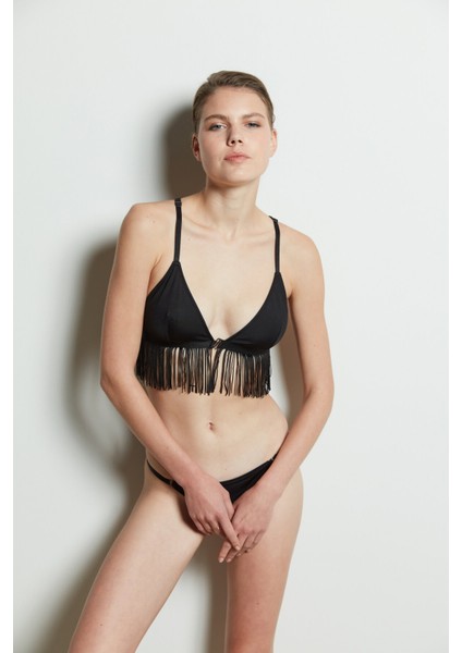Siyah Triangle Tassel Sütyen