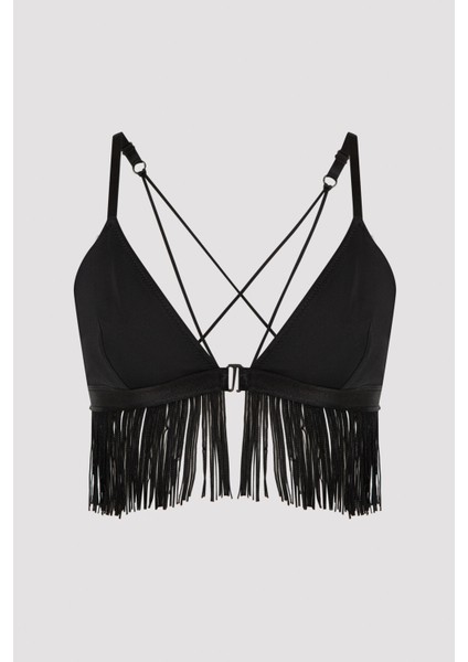 Siyah Triangle Tassel Sütyen