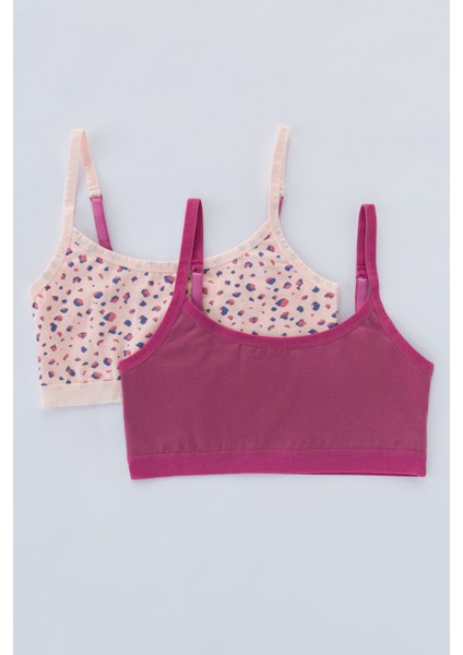 Pembe - Mor Teen Leopard 2'li Yarım Atlet