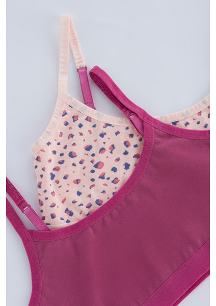 Pembe - Mor Teen Leopard 2'li Yarım Atlet
