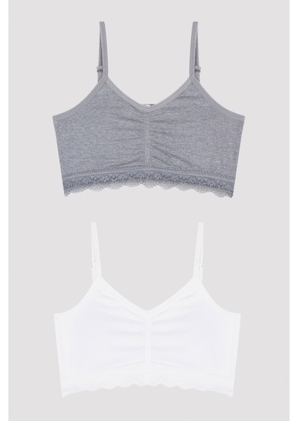 Çok Renkli Teen Comfort Padli Seamless 2li Yarım Atlet