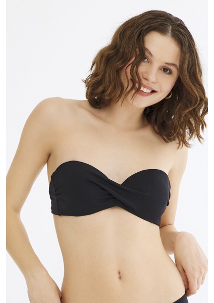 Siyah Basic Straplez Bikini Üstü