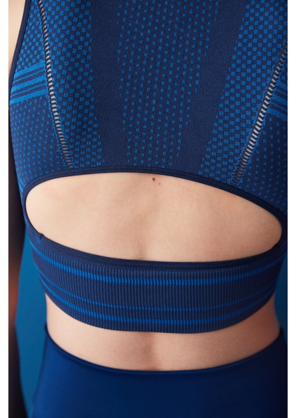 Lacivert V Yaka Sporcu Sütyeni