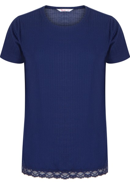 Lacivert Tişört Pijama Üstü