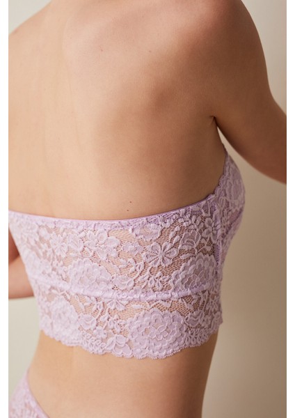 Lila Dantelli Straplez Bralet Kadınlar İçin Pamuklu ve Nefes Alabilir Tasarım