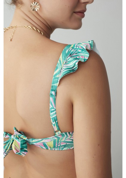 Çok Renkli Palm Neon Frill Balen Bikini Üstü modelleri