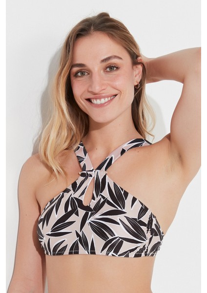 Çok Renkli Leaf Art Halter Bikini Üstü fiyatları