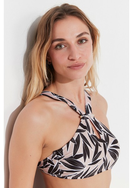 Çok Renkli Leaf Art Halter Bikini Üstü modelleri