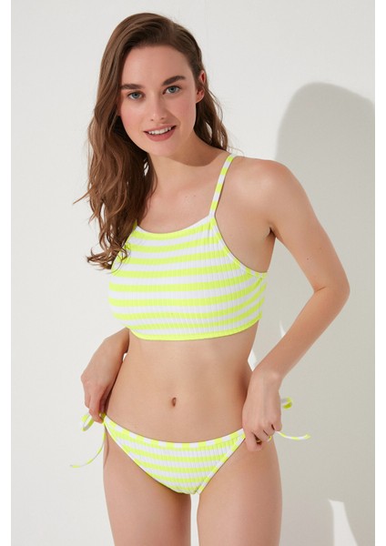 Çok Renkli Neon Energy Halter Bikini Üst