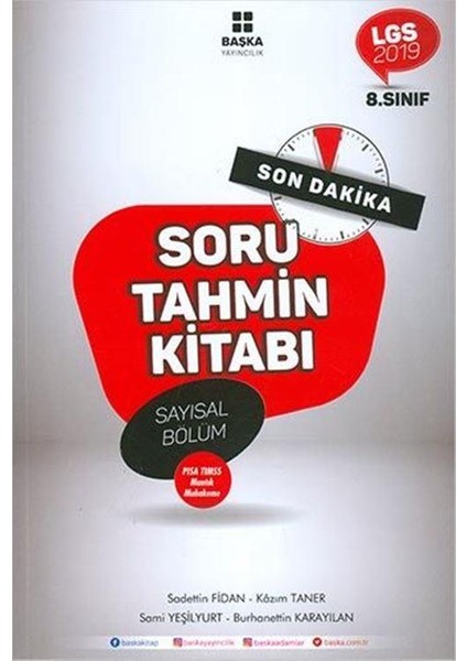 Başka 8.sınıf Lgs Sayısal Bölüm Soru Tahmin Kitabı
