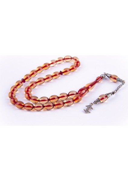 Gümüş Püsküllü Beyzi Kesim Ateş Kehribar Tesbih Z1714 fiyatları