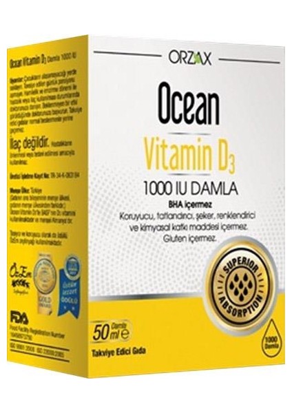 Ocean Vitamin D3 1000 Iu Damla 50 Ml