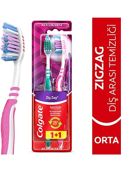 Zigzag Diş Arası Temizliği Orta Diş Fırçası 1+1
