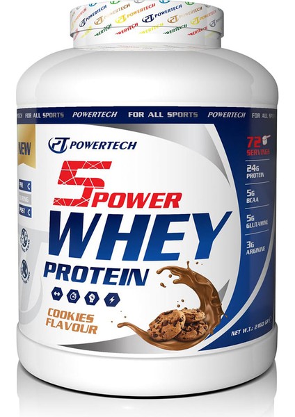 Powertech 5power Whey PROTEIN2160 gr Kurabiye Aromalı Protein Tozu