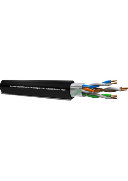 EDC-250C6UPE1BC-500 500MT Utp Pe Tek Kılıflı Cat6 Outdoor Network Kablo Siyah 23AWG 0.58MM %100 Bakır