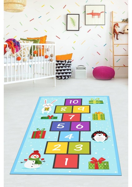 Dijital Baskılı Kaymaz Taban Yıkanabilir Modern Çocuk Odası Halısı VHÇ-HP-692